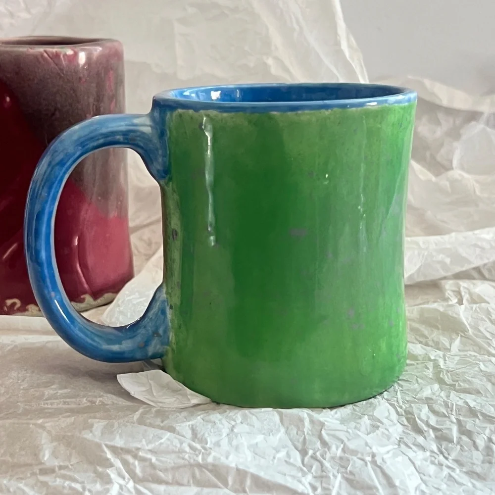 Handmade 2 Ceramic Pottery Mugs, Well Crafted Set, Unique, Absolutely Beautiful